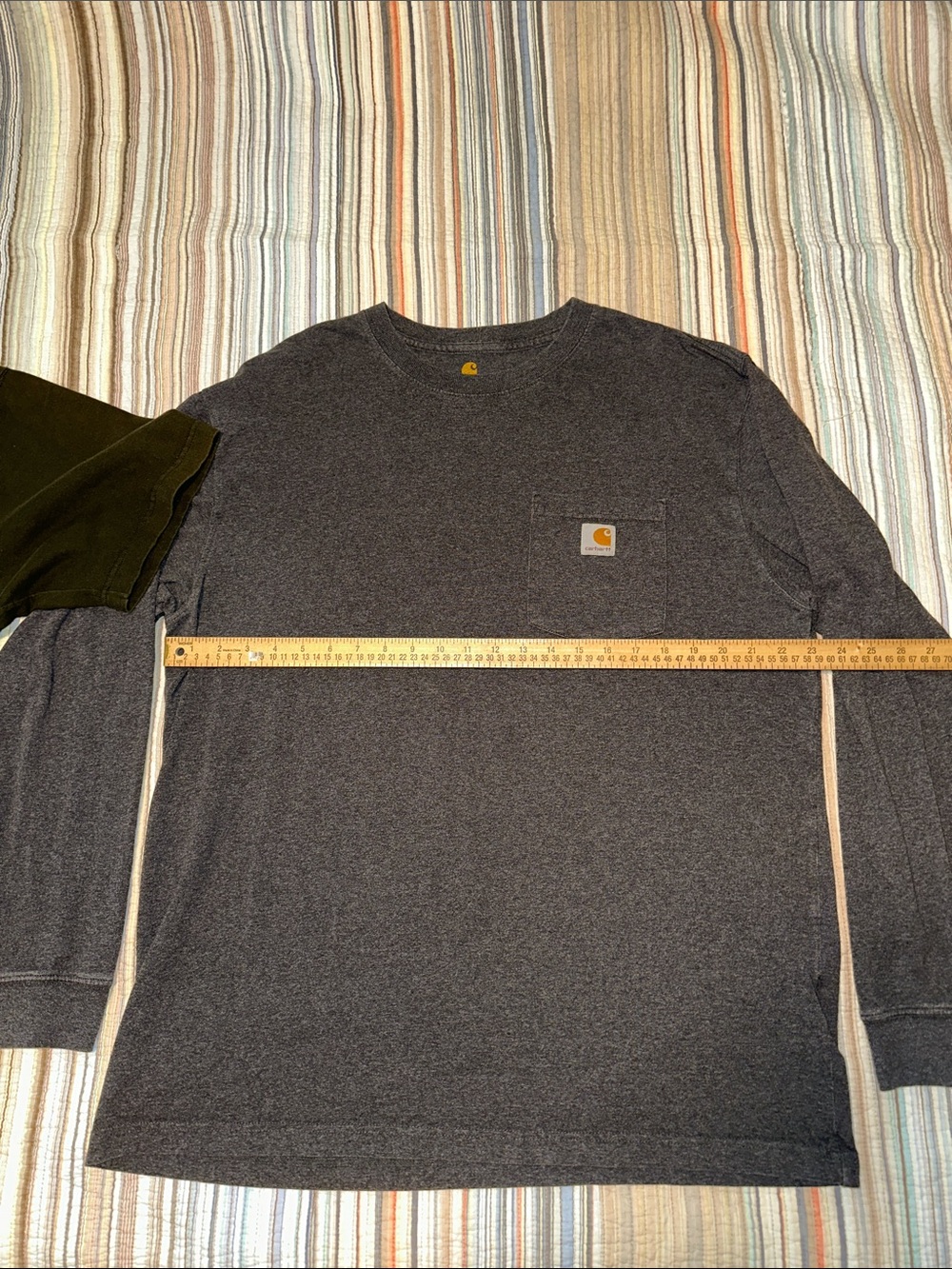 Carhartt Gray Long Sleeve Pocket Tee + Dark Green Short Sleeve Pocket Tee - Picture 4 of 12